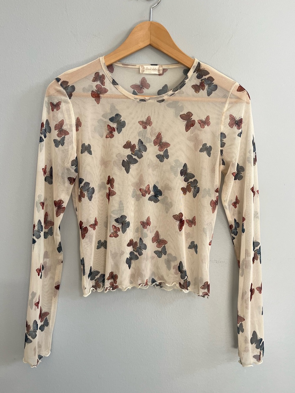 Altar'd State Mesh Layering Top Size L Butterflies Fairycore Festival